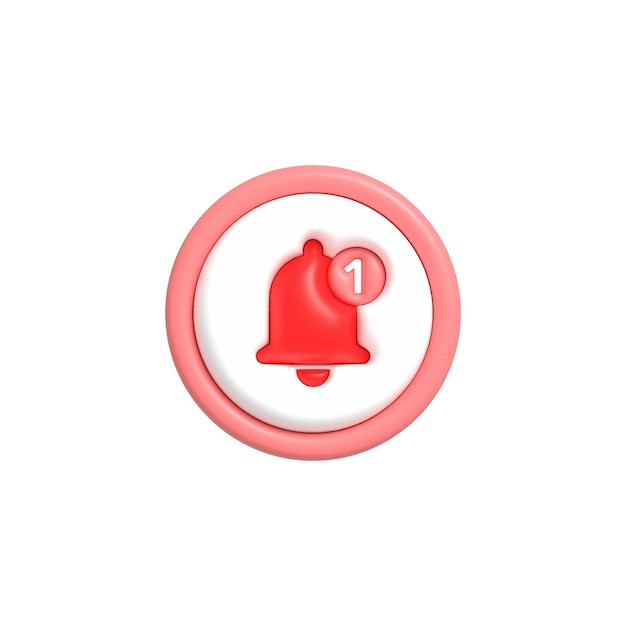 3D Notification icon Ringing bell for social media reminder Notification symbol 3D rendering