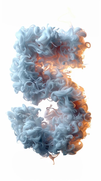 Photo 3d number 5 made of smoke on a plain background generative ai