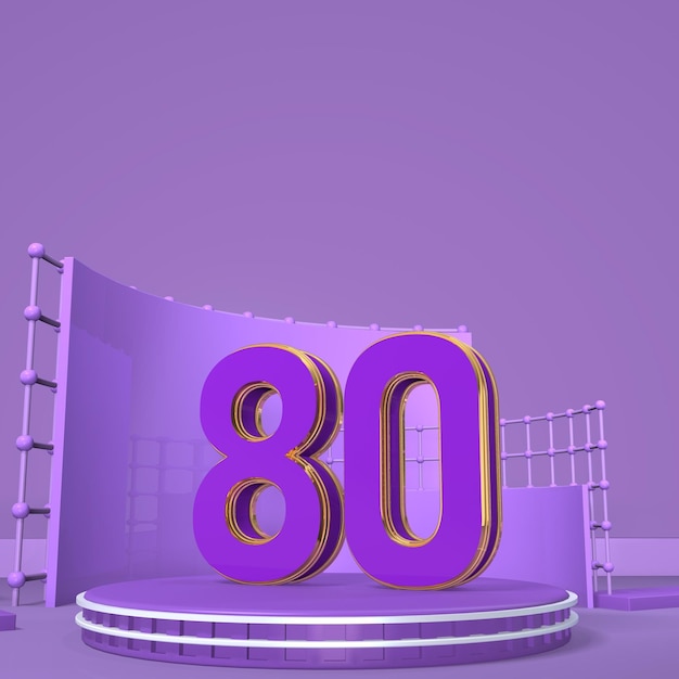 Photo 3d number on podium rendering