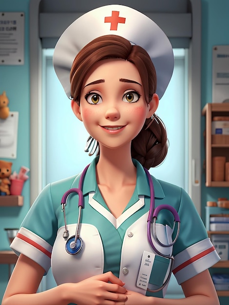 간호사 만화 캐릭터 3D 모델
