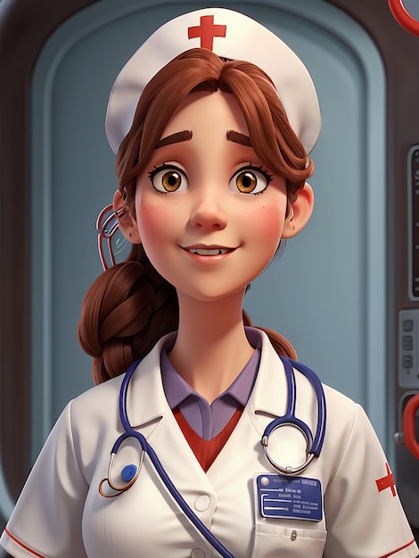 간호사 만화 캐릭터 3D 모델