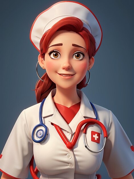 3D nurse cartoon character