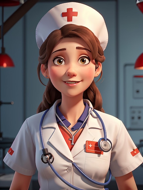 Photo 3d nurse cartoon character