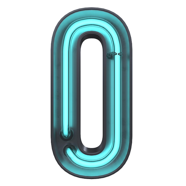 Иллюстрация 3D O Neon Letter, изолированная на белом фоне