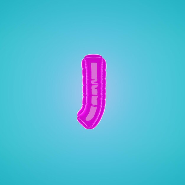 3D オブジェクトの風船の文字Jと青い背景