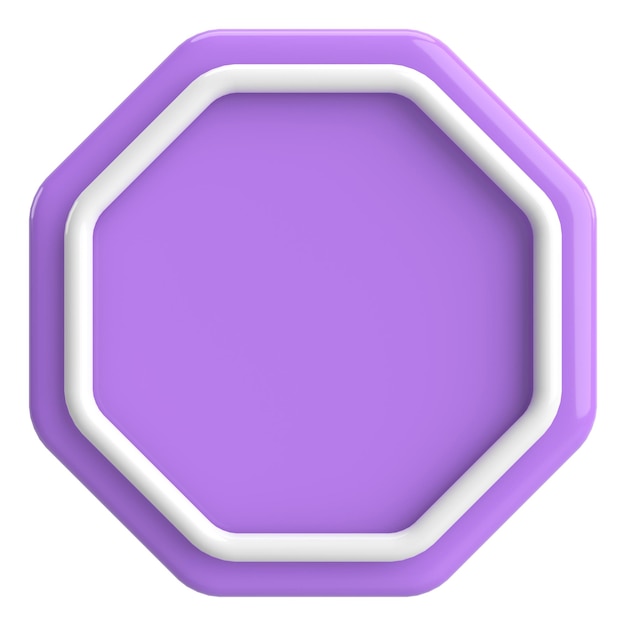 3D octagon button Empty button 3D illustration