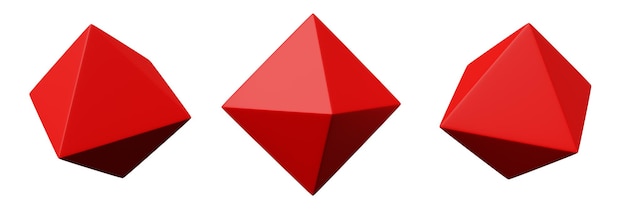 Photo 3d octahedron red realistic rendering of basic geometry object