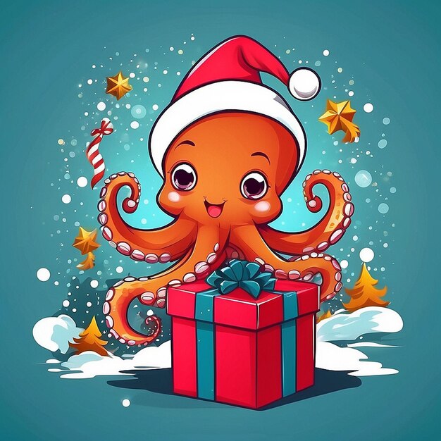 3D octopus en kerstfiguren