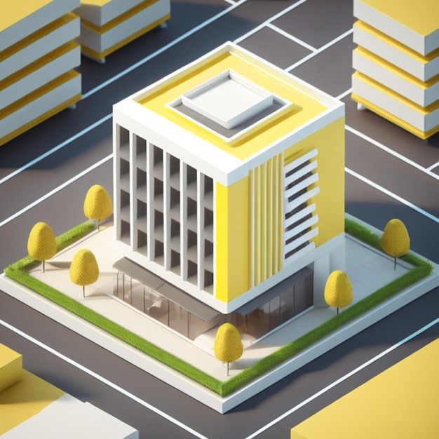 3D-офисное здание, созданное ИИ