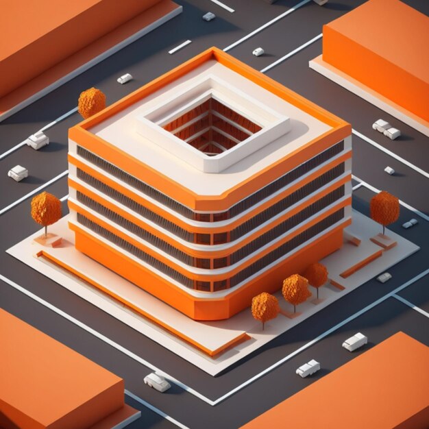 3D office building AI generated