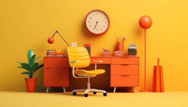 3D office objects Minimal pop art scene Creative theme