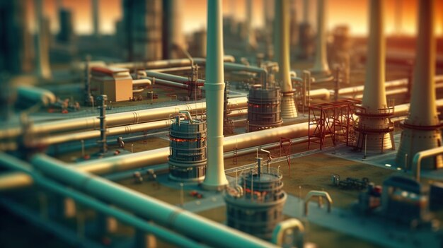 3d oil refinery and gas plant