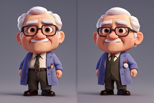 3d old doctor character Ai generative