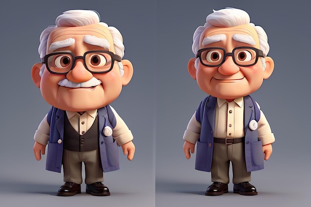 3d old doctor character Ai generative