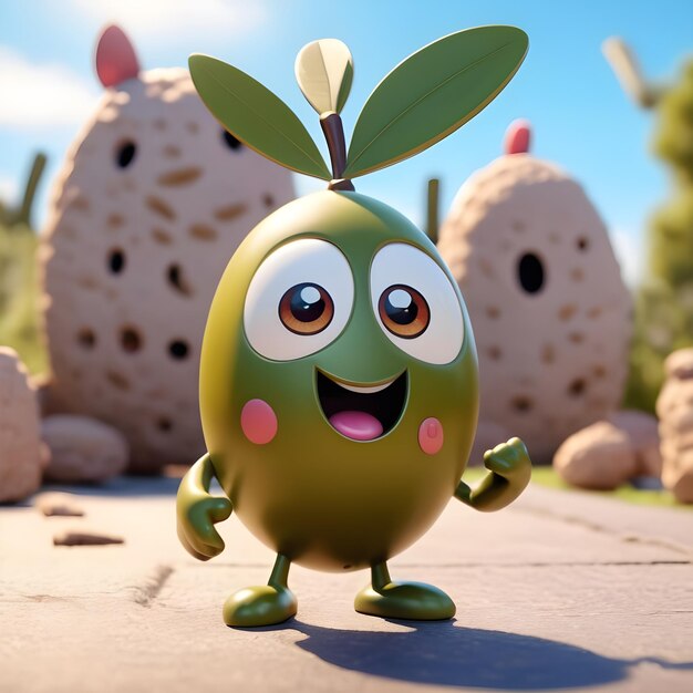 3d olive cartoon personage