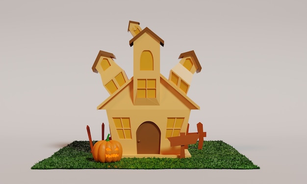 3d ontwerp van de huisillustratie voor Halloween-seizoen