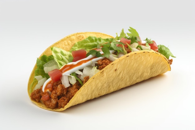 3D-ontwerp van enkele taco's witte achtergrond