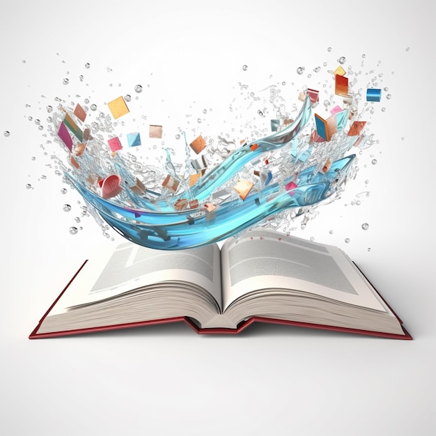 3D Open boek op witte achtergrond Online onderwijs of e-learning