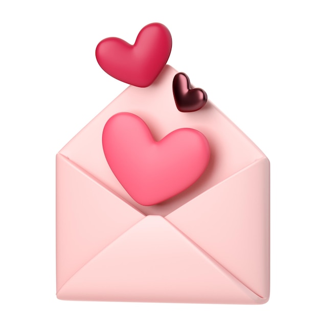 Photo 3d open mail with hearts icon