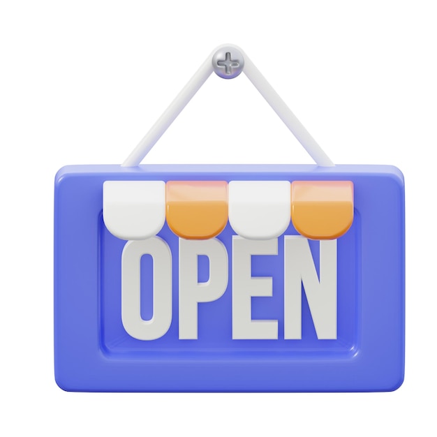 3D Open Sign Illustration