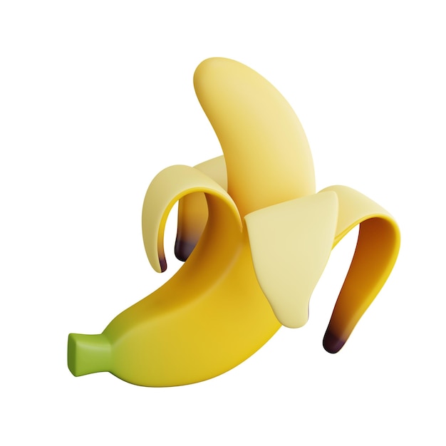 3d opened banana illustration on the white background