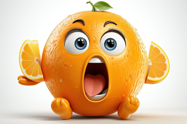 Photo 3d orange cartoon character