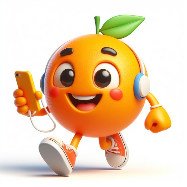 Photo 3d orange funny cartoon agriculture and healthy food ai generated