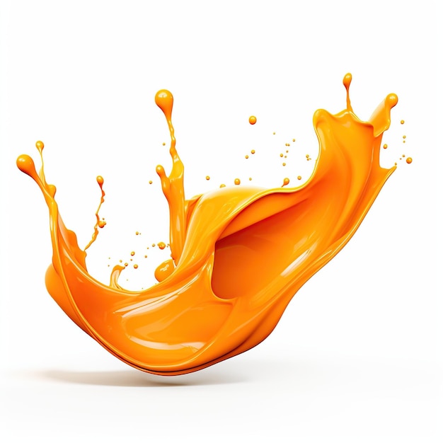 3d orange paint splat isolated object in white background