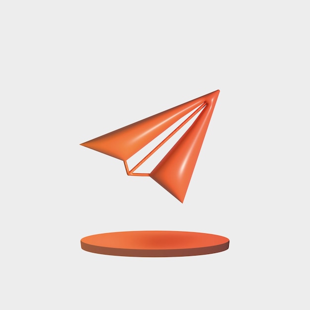 Photo 3d orange paper plane share icon