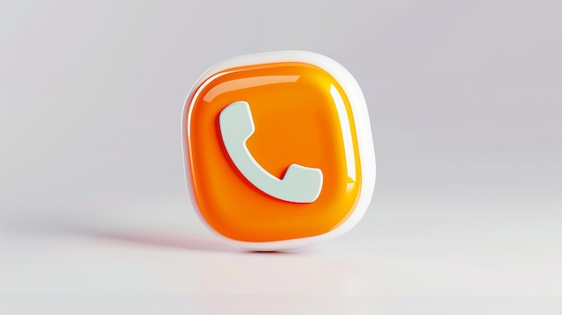 3D Orange Telephone Icon technology