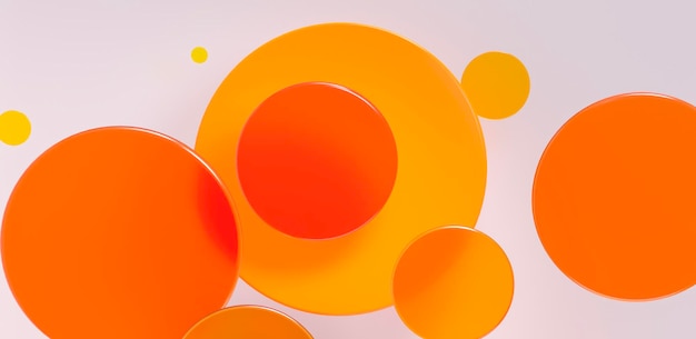 3D-oranje glas matte cirkels rendering illustratie Creatieve abstracte achtergrond Geometrische vormen patroon Levendige schone cirkel scène behang Dynamische kunst futuristisch ontwerp