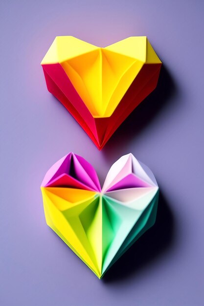 3d origami paper heart folded paper love