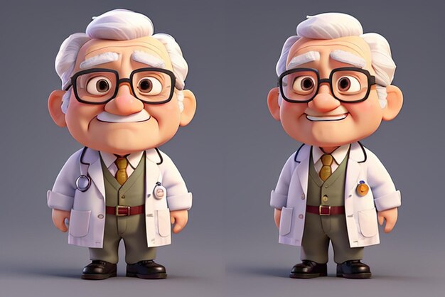 3D-oud dokterskarakter Ai generatief
