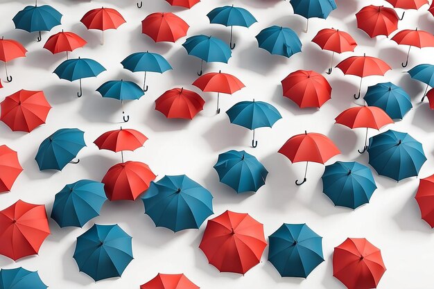 Photo 3d overlapping umbrella backdrop umbrallas on white background
