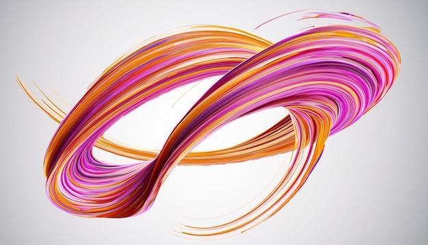 Photo 3d paint curl abstract spiral brush stroke flowing ribbon shape digital liquid ink