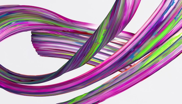 3D Paint Curl Abstract Spiral Brush Stroke Flowing Ribbon Shape Digitale vloeibare inkt