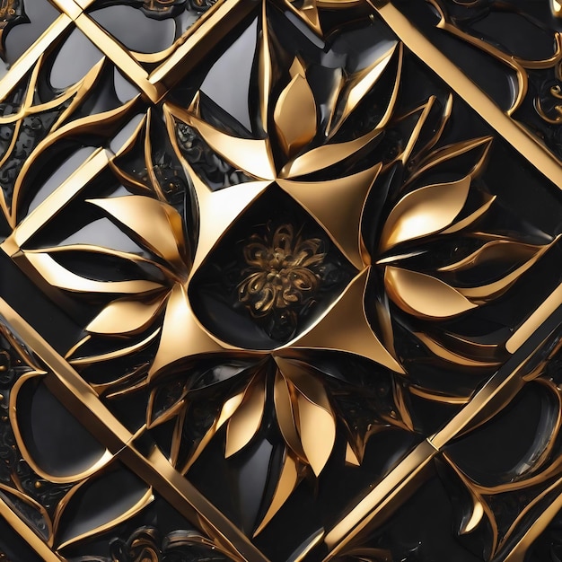 3d panel tiles made of precious black with gold decorative eleme
