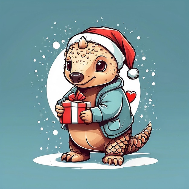 Photo 3d pangolin and christmas characters