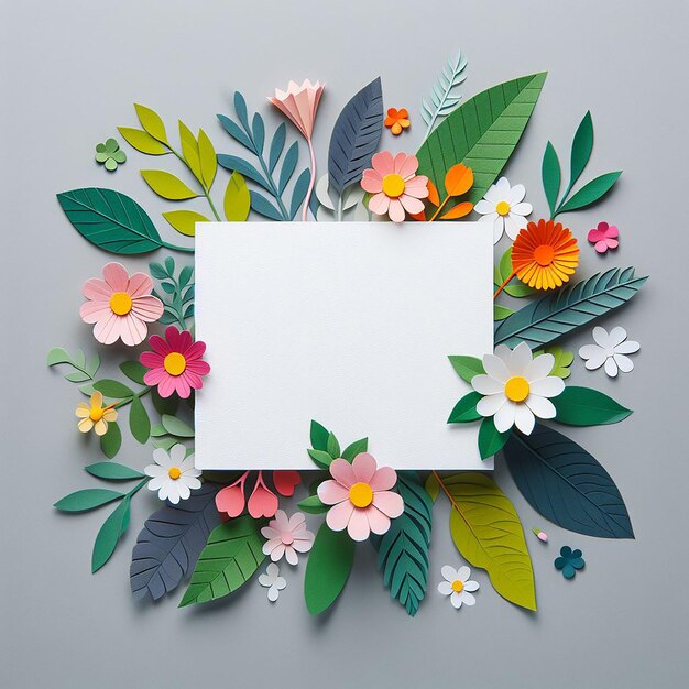 3d Paper art flowers in soft background with copy space for text ai generated