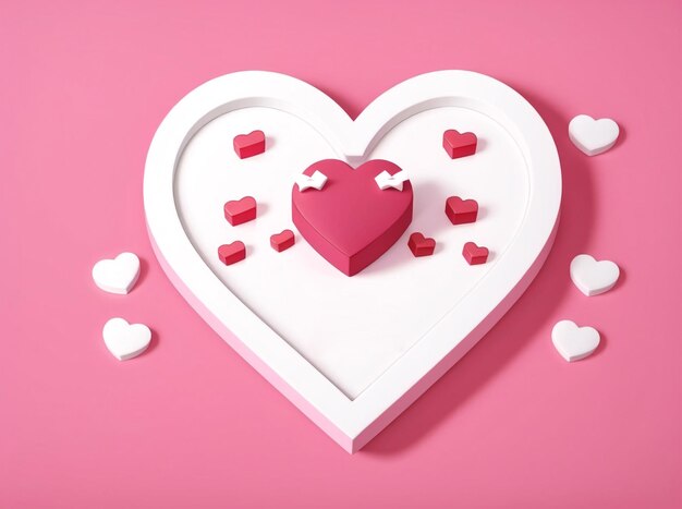 3d paper cut heart on pink background for valentine's day