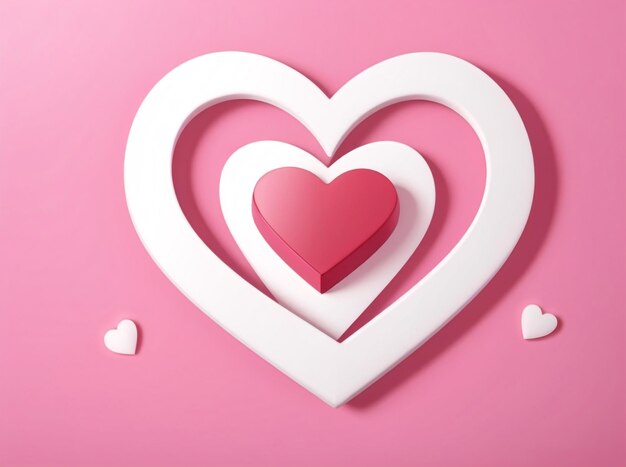 3d paper cut heart on pink background for valentine's day