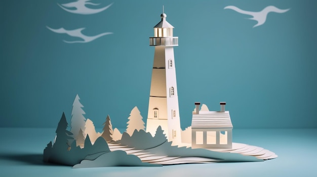 3D paper cut out lighthouses are a great way to brighten up a room and add a touch of joy