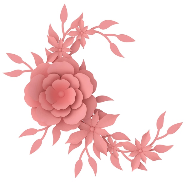 3D paper flower 3D illustration