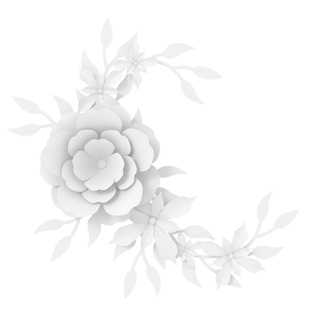 Foto illustrazione 3d del fiore di carta 3d