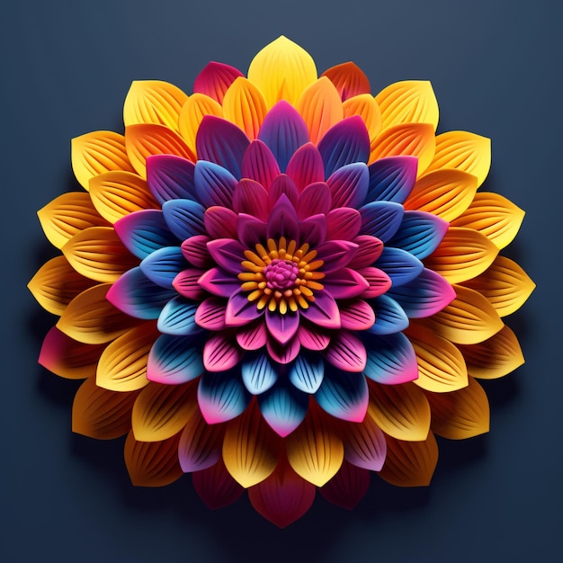 A 3d paper flower with a dark background.
