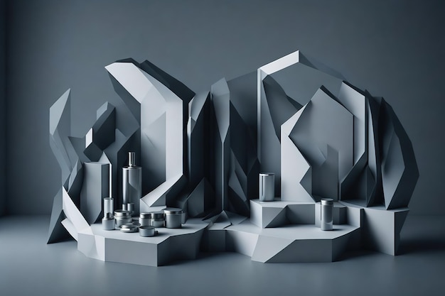 A 3d paper model of a set of objects with the words'product'on it