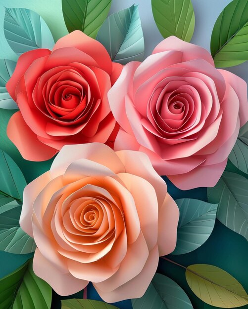 3d paper rose flowers design