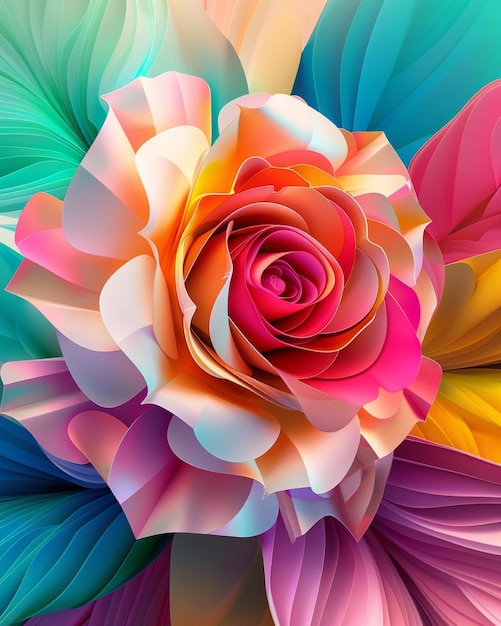 Photo 3d paper rose flowers design