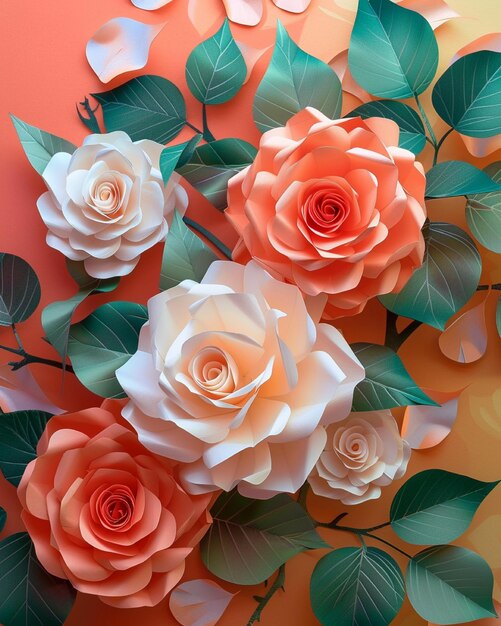 3d paper rose flowers design