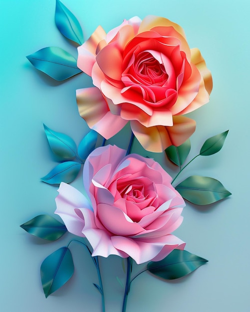 Photo 3d paper rose flowers design